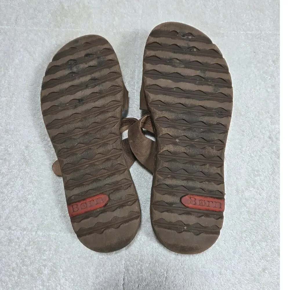Born Unisex Brown Leather Strappy Sandals Size M 9 W 10.5